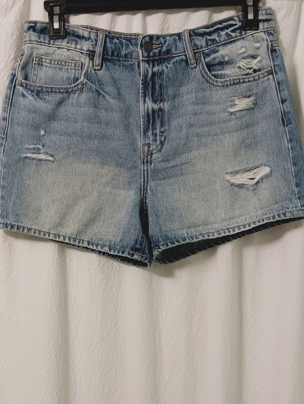 HIDDEN Light Wash Distressed High Rise Denim Shorts Size L - Picture 1 of 14